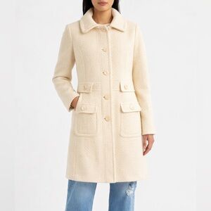 Moda International Button Front Coat  Cream  Size 0 Petite